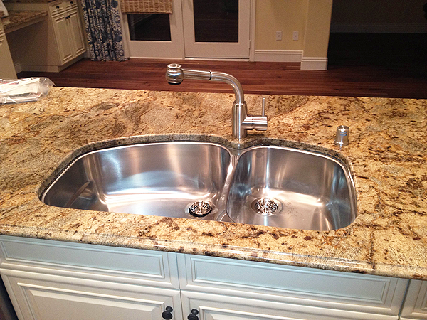 stainless steel  double sink installation 