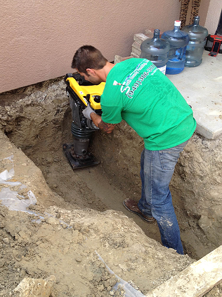 preparing foundation for pipe installation